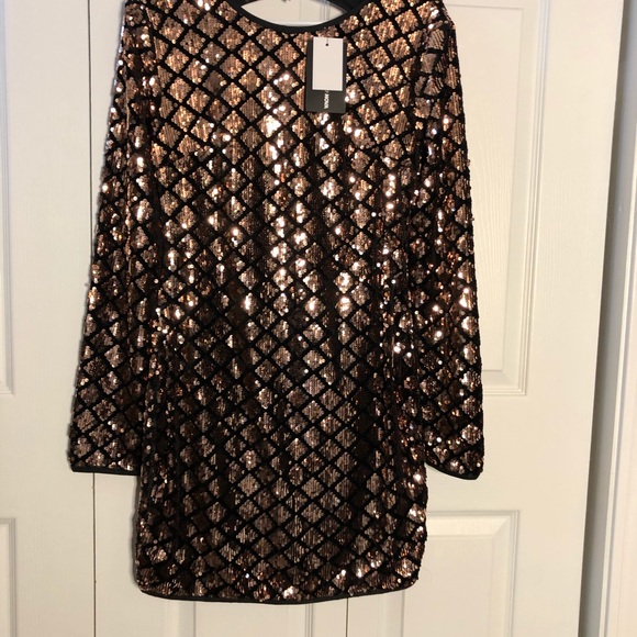Rose Gold Diamond Seqiun Bodycon Dress NWT - Picture 2 of 9